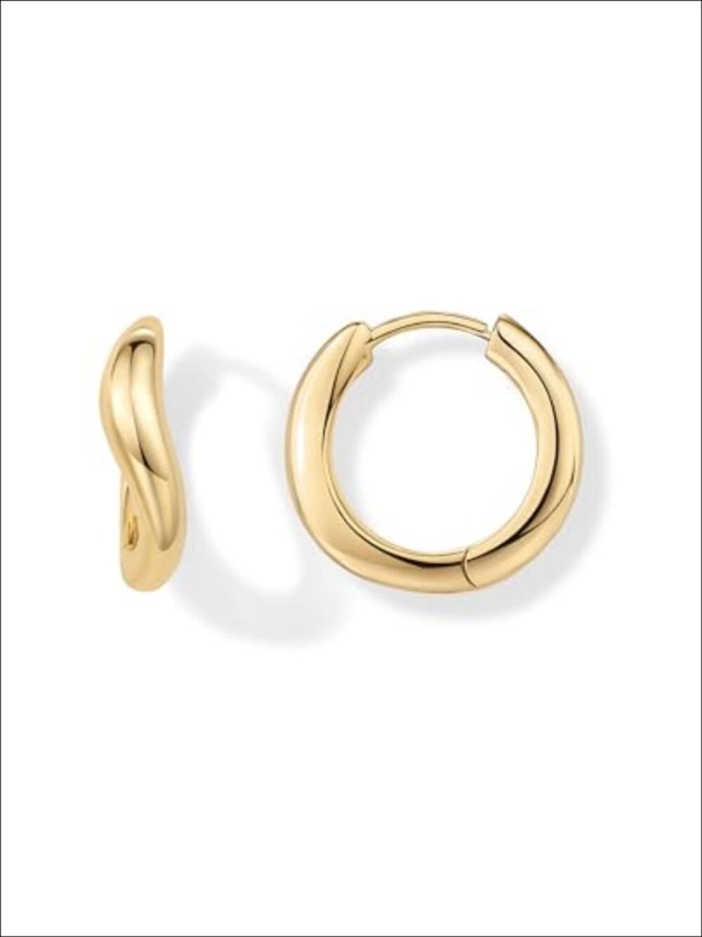 14K Gold Plated Wavy Huggie Hoop Earrings Hypoallergenic Gift for Her